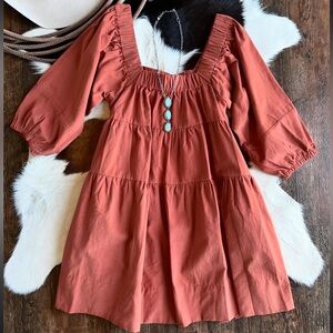 OneWay ranchwear mini dress with puff sleeves